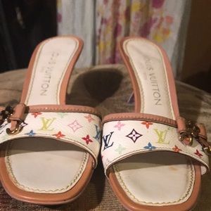 Auth louis vuitton multi color mules